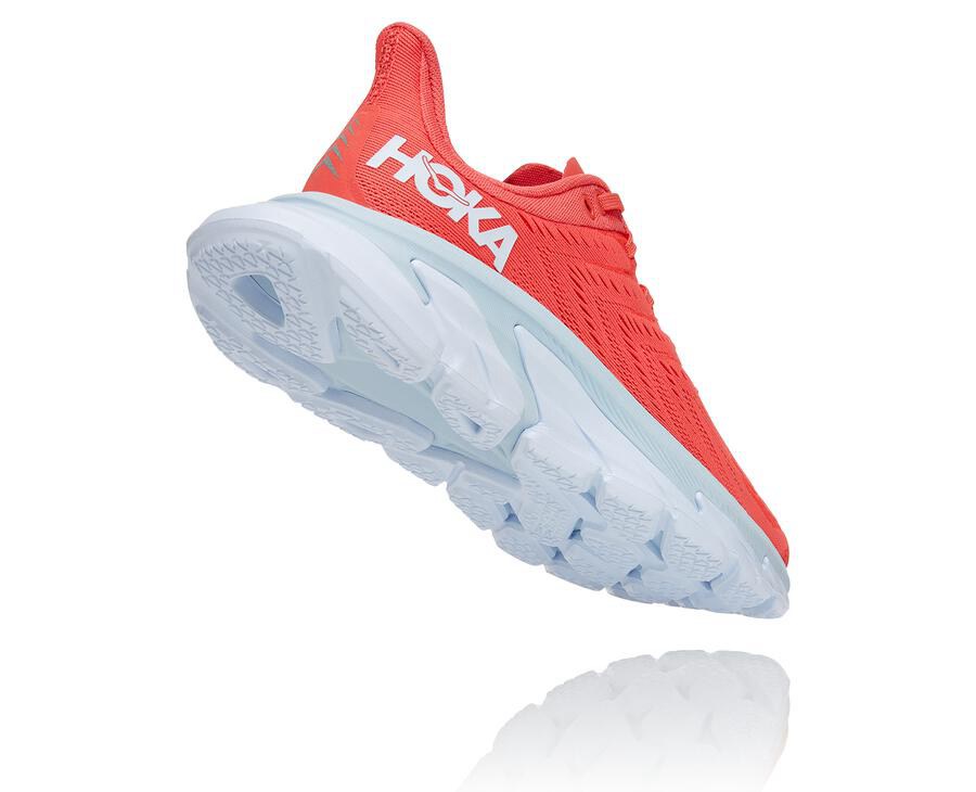 Running Shoes Womens - Hoka One One Clifton Edge - Red/White - UTVKFDP-15